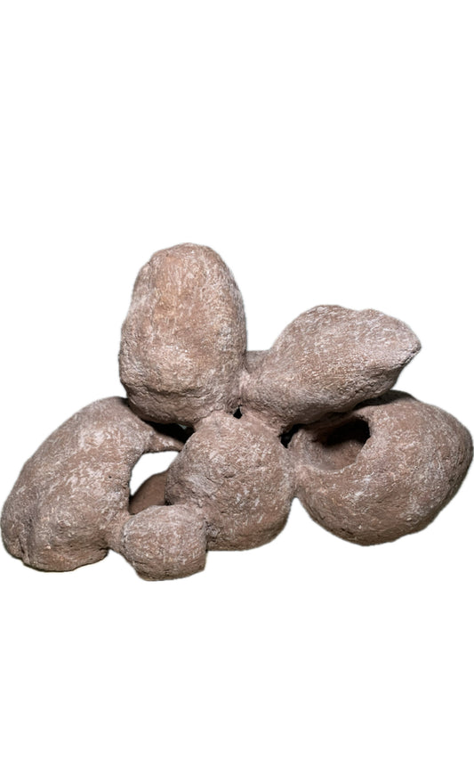 Rötlich-braune Aquarium-Felsenstruktur mit mehreren integrierten Höhlen für Buntbarsche und andere Fische.