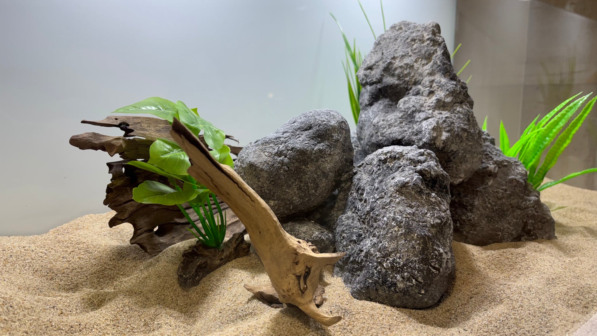 „Handgefertigte Aquarium-Höhlenlandschaft aus 100 % aquariensicherem Material – bietet zahlreiche Höhlen, Überhänge und Versteckmöglichkeiten für Garnelen, Welse, Apistogramma und andere Höhlenbrüter. Jedes Stück ein echtes Unikat von Rock-Crafts.“